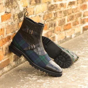 - OCTAVIAN -  Unique Handcrafted Black Painted Croco   Olive Painted Croco by Le Ruux