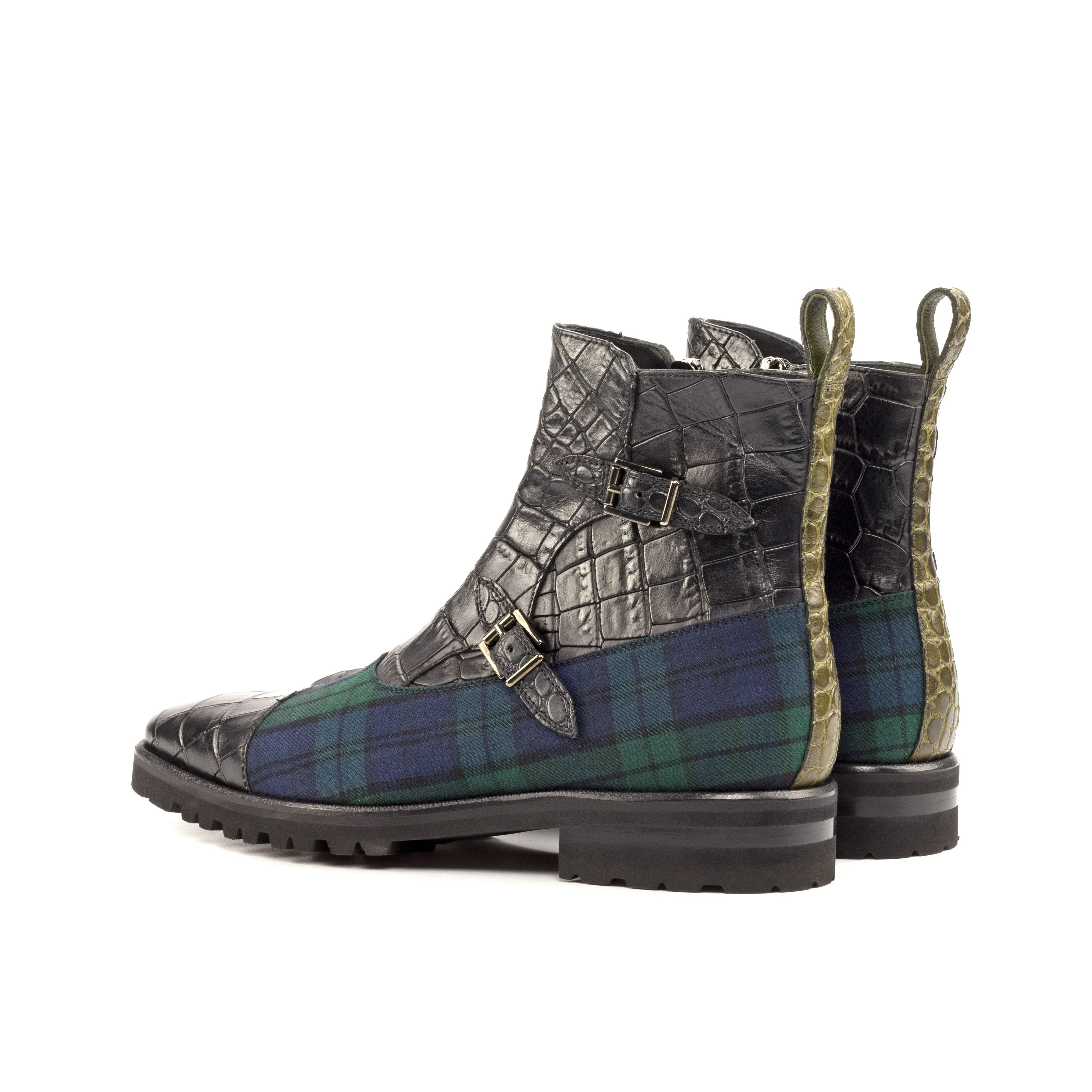 - OCTAVIAN -  Unique Handcrafted Black Painted Croco   Olive Painted Croco by Le Ruux