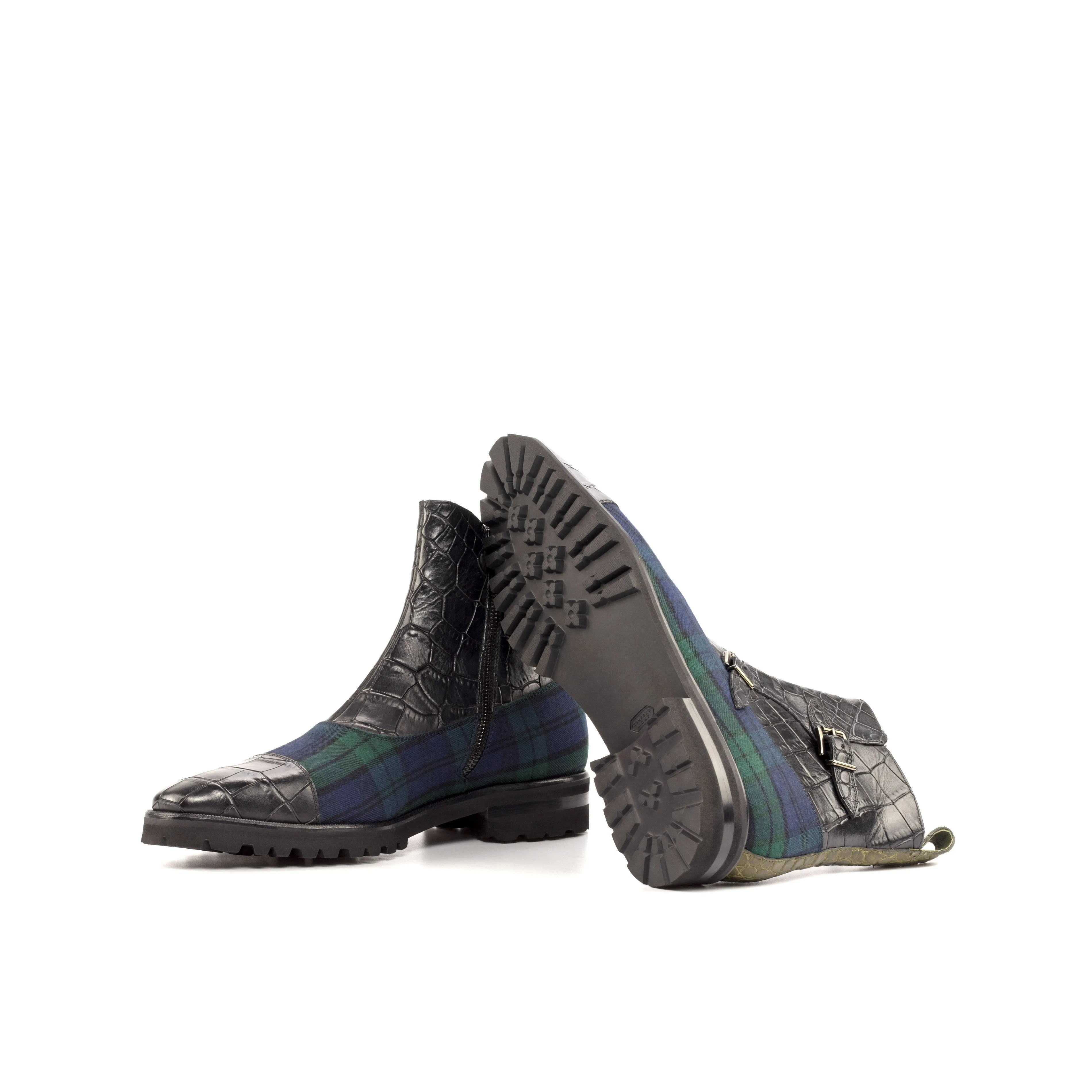 - OCTAVIAN -  Unique Handcrafted Black Painted Croco   Olive Painted Croco by Le Ruux