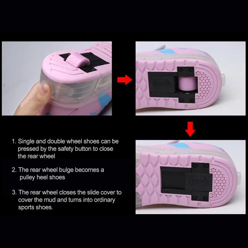 29 Rechargeable Led Roller Skates - Pink Ultra Light Double Wheel