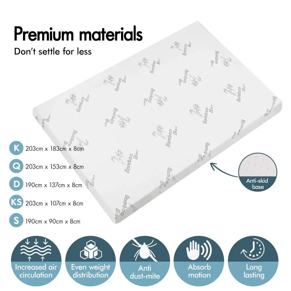 8Cm Bamboo Cover Memory Foam Topper 7 Zone