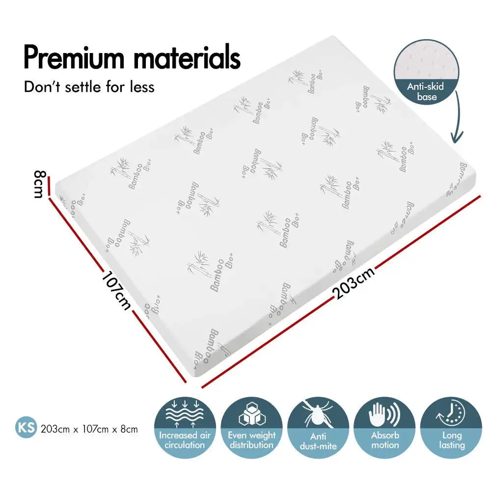 8Cm Bamboo Cover Memory Foam Topper 7 Zone