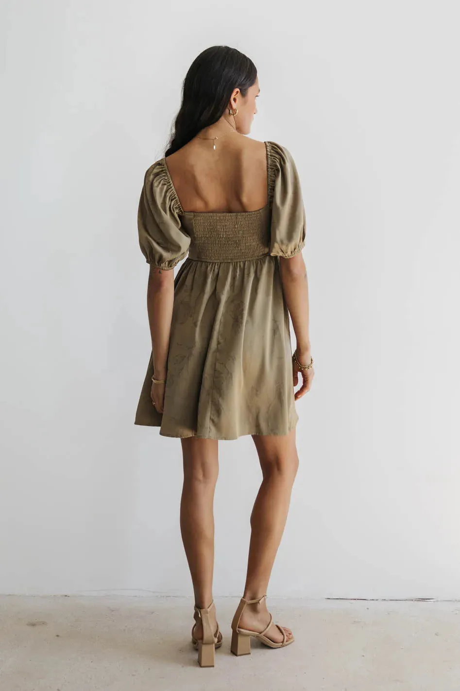 Alexis Satin Mini Dress in Olive