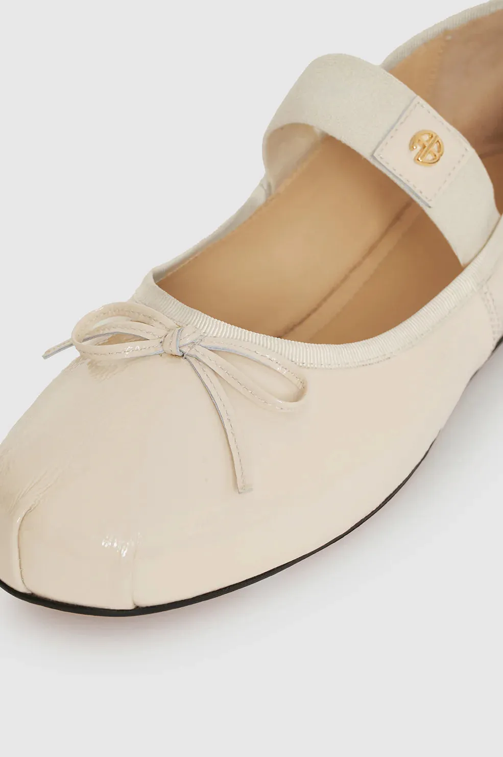 Anine Bing | Jolie Flats - Bone Crinkled Patent
