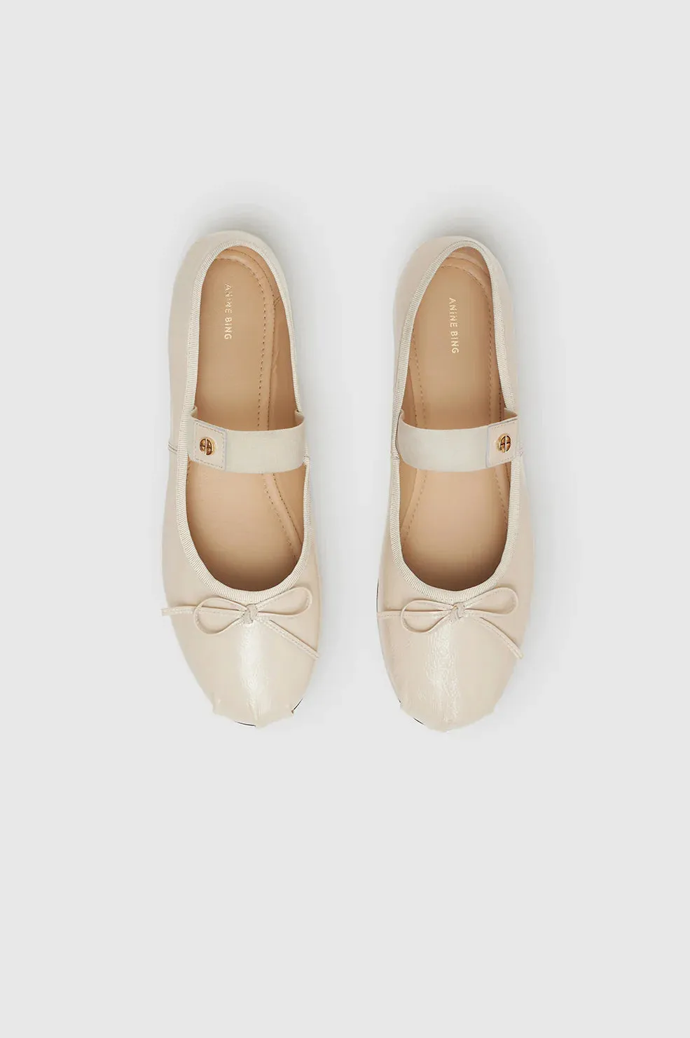 Anine Bing | Jolie Flats - Bone Crinkled Patent