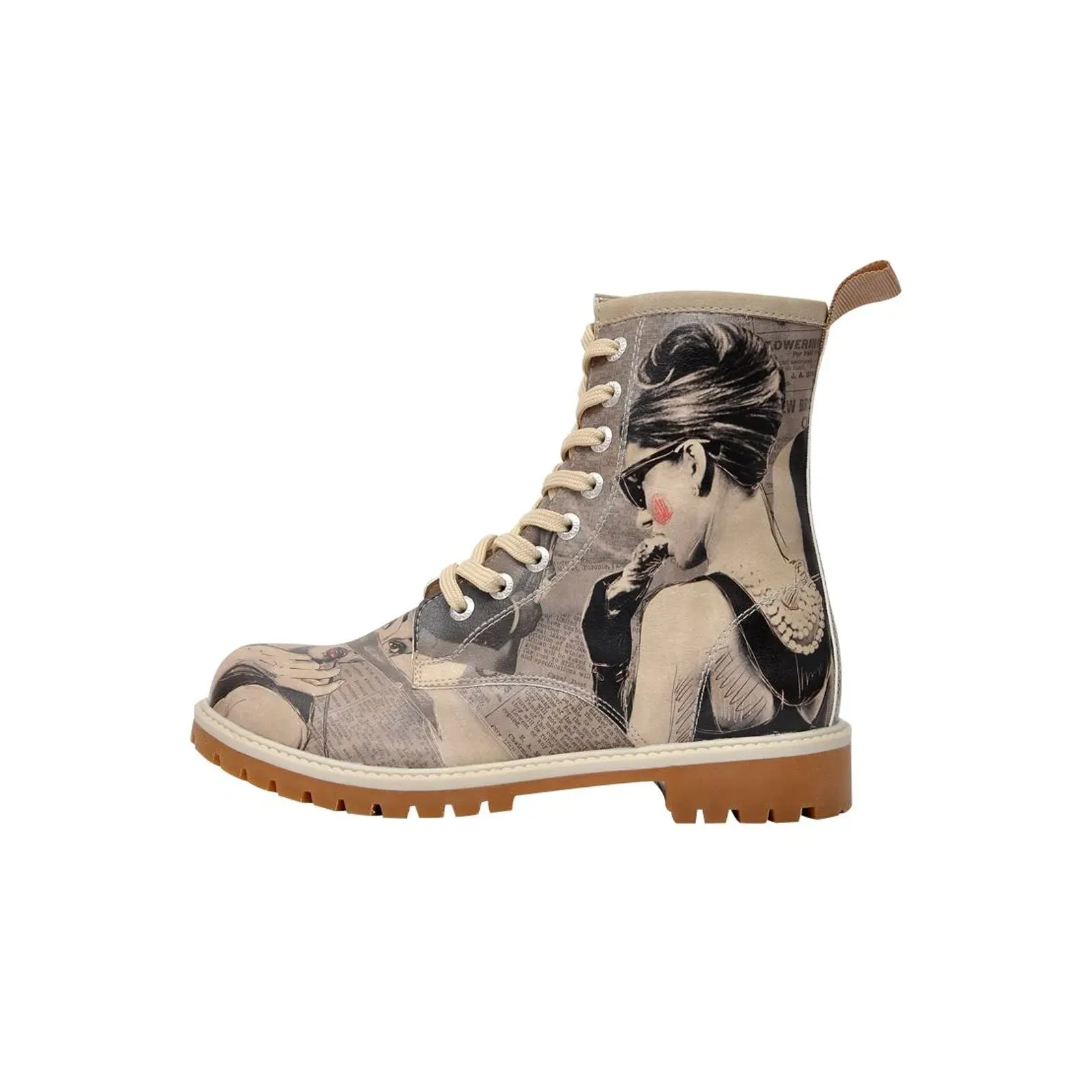 Audrey Hepburn Inspired Lace Up Vegan Friendly Boots sizes 7 & 8 Left
