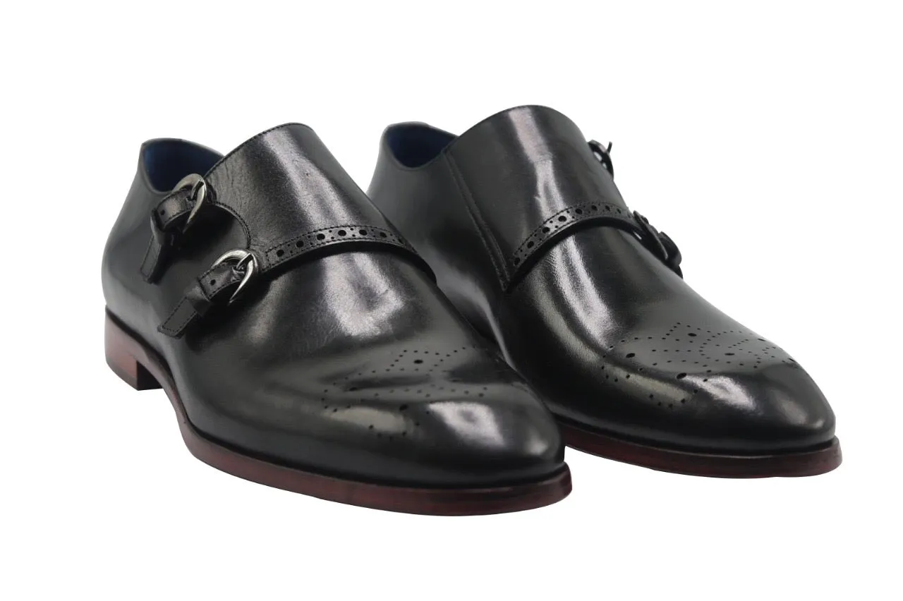 BECLASSY BLACK DOUBLE MONK STRAP SHOE BY JOSEPHS