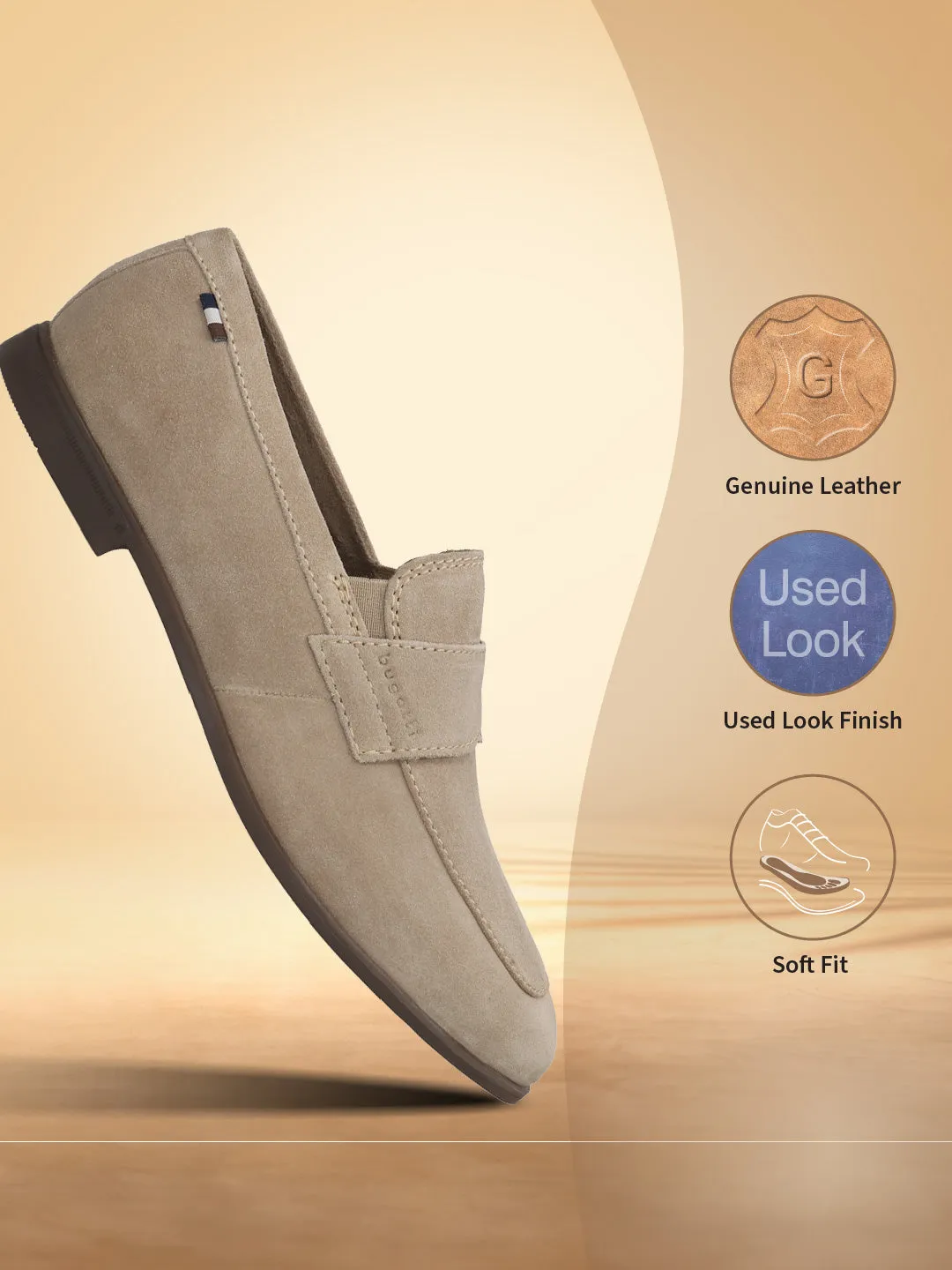 Bugatti Sand Premium Leather Slip-On