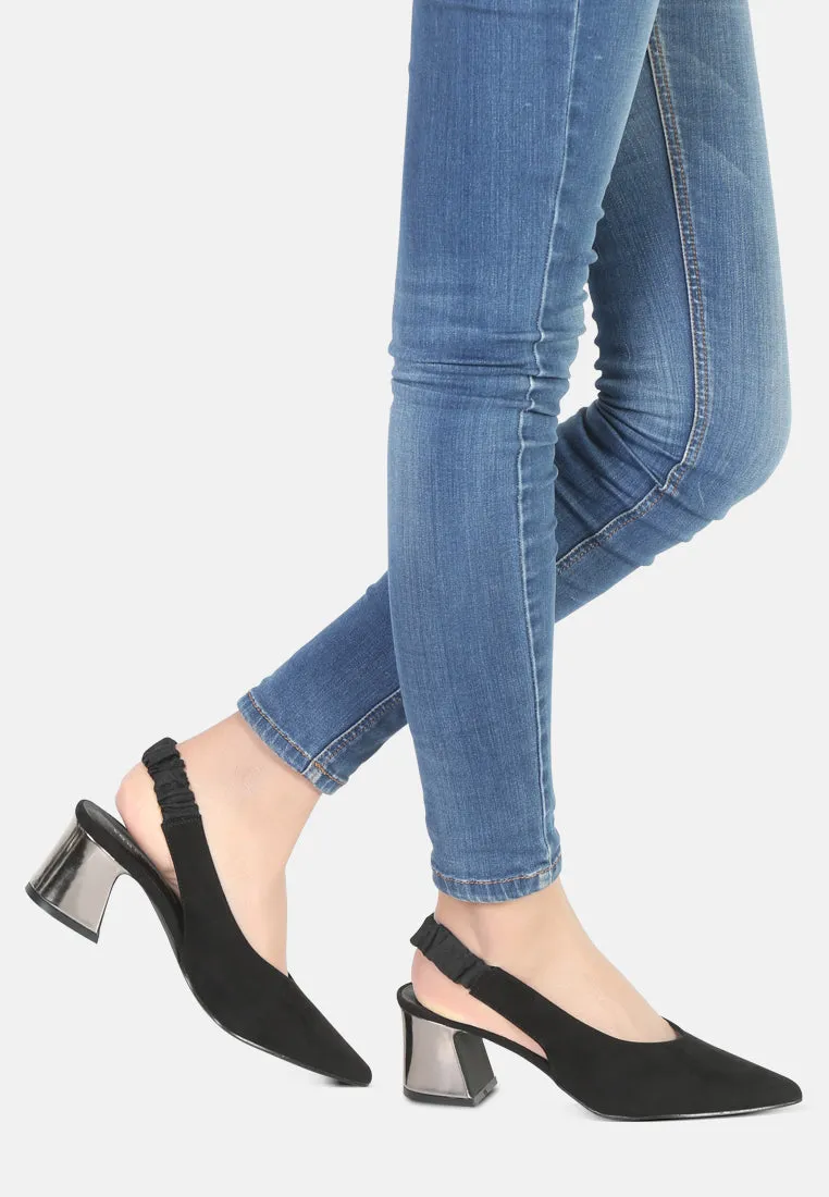 Caroline Sling Back Pumps With Mid Heel