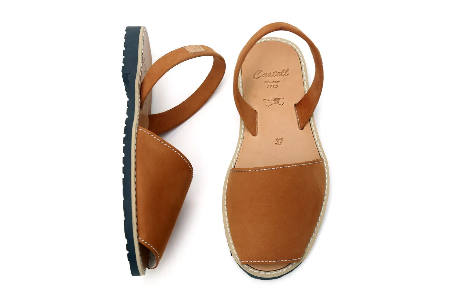 Castell Avarcas Women's Classics Brown Cuero Leather Slingback Sandals