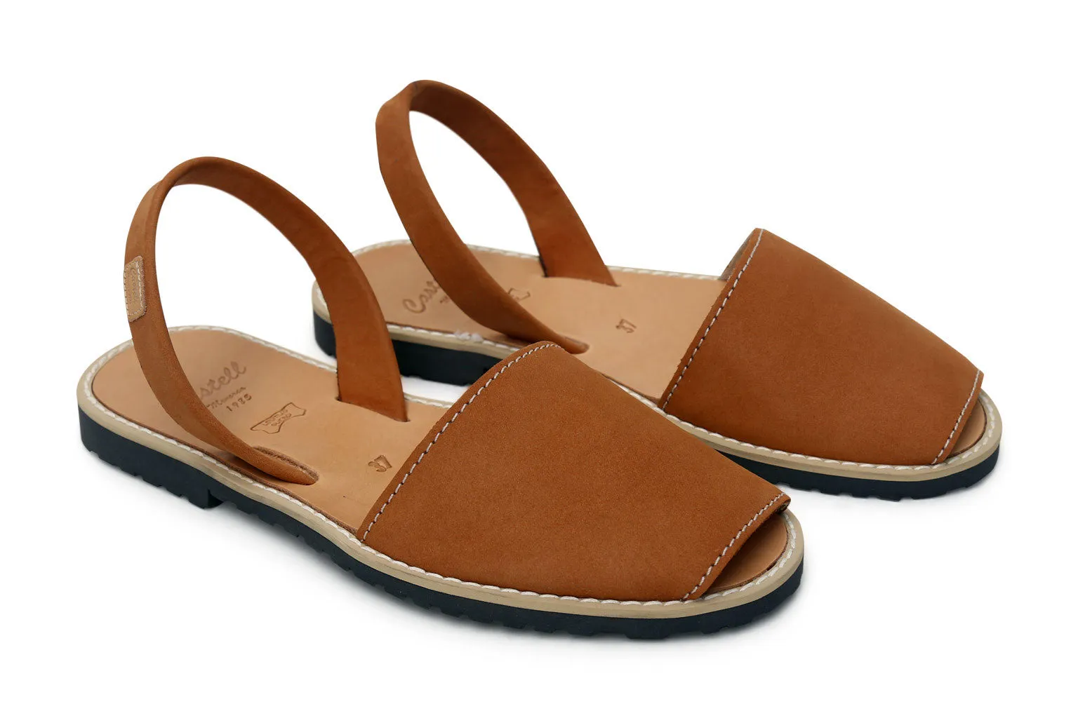 Castell Avarcas Women's Classics Brown Cuero Leather Slingback Sandals