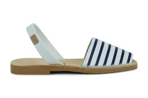 Castell Avarcas Women's Maritime Navy Stripes Leather Slingback Sandals