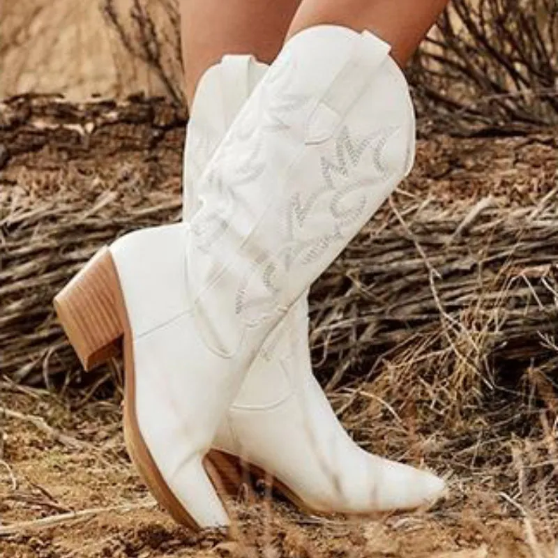 Classic Country Girl Cowboy Boots with Unique Embroidery