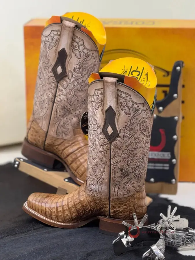 CORRAL HONEY CAIMAN EMBROIDERY SQUARE TOE WOMEN BOOTS A4566