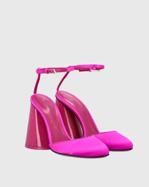 Daria Satin Ankle Strap Pumps In Hot Pink