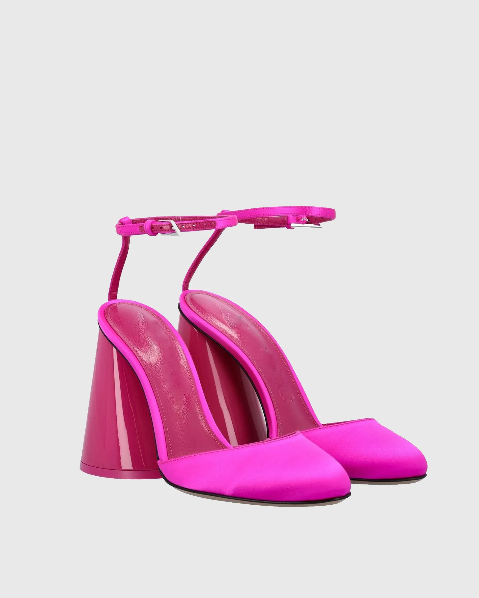 Daria Satin Ankle Strap Pumps In Hot Pink