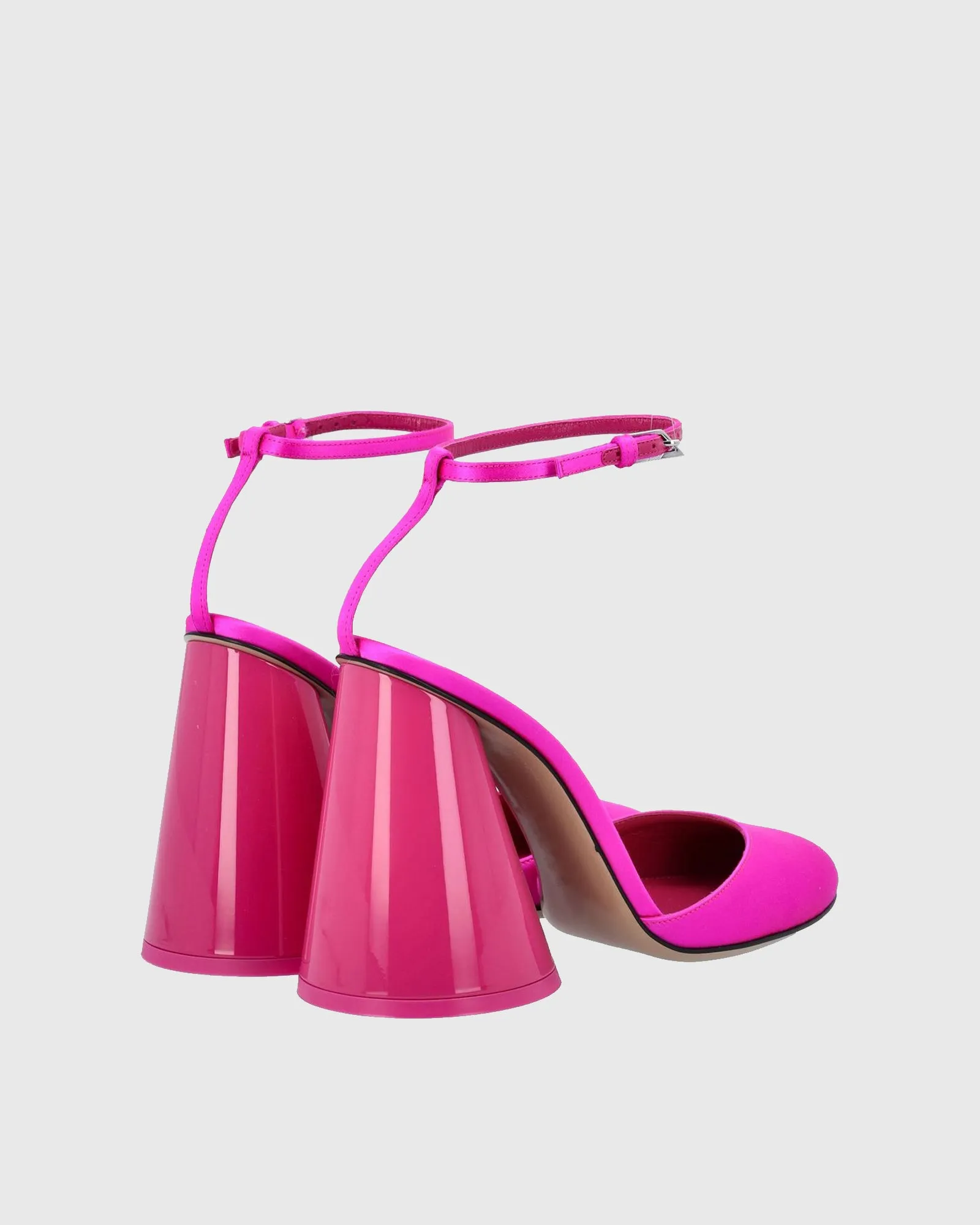 Daria Satin Ankle Strap Pumps In Hot Pink