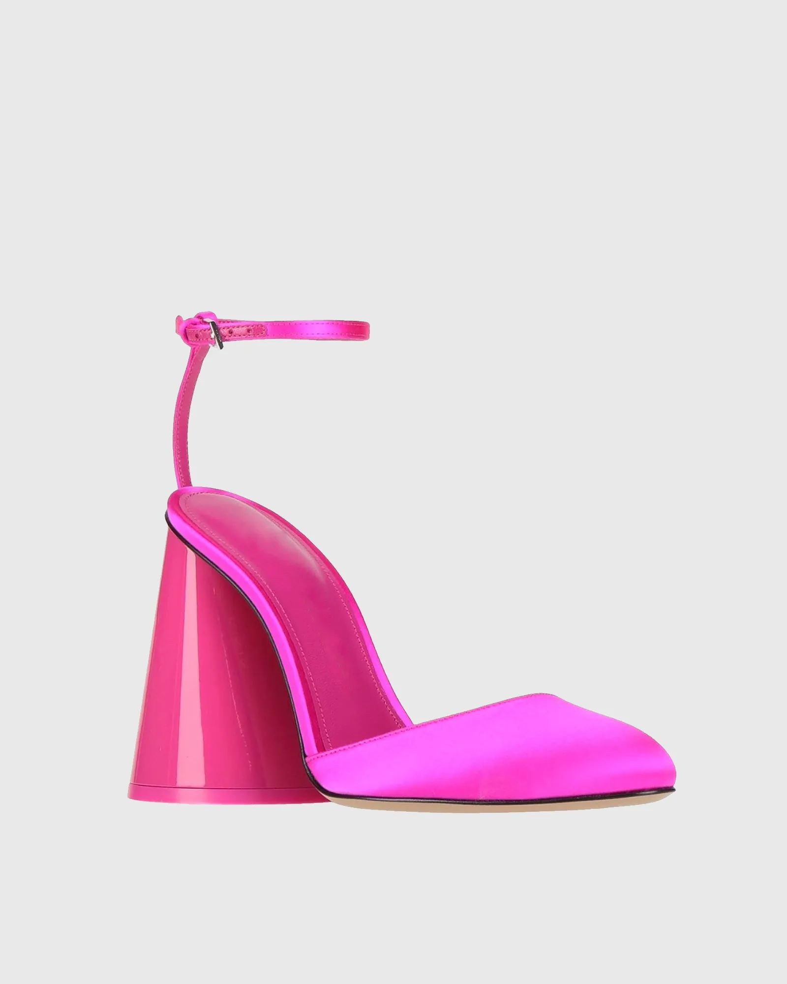 Daria Satin Ankle Strap Pumps In Hot Pink
