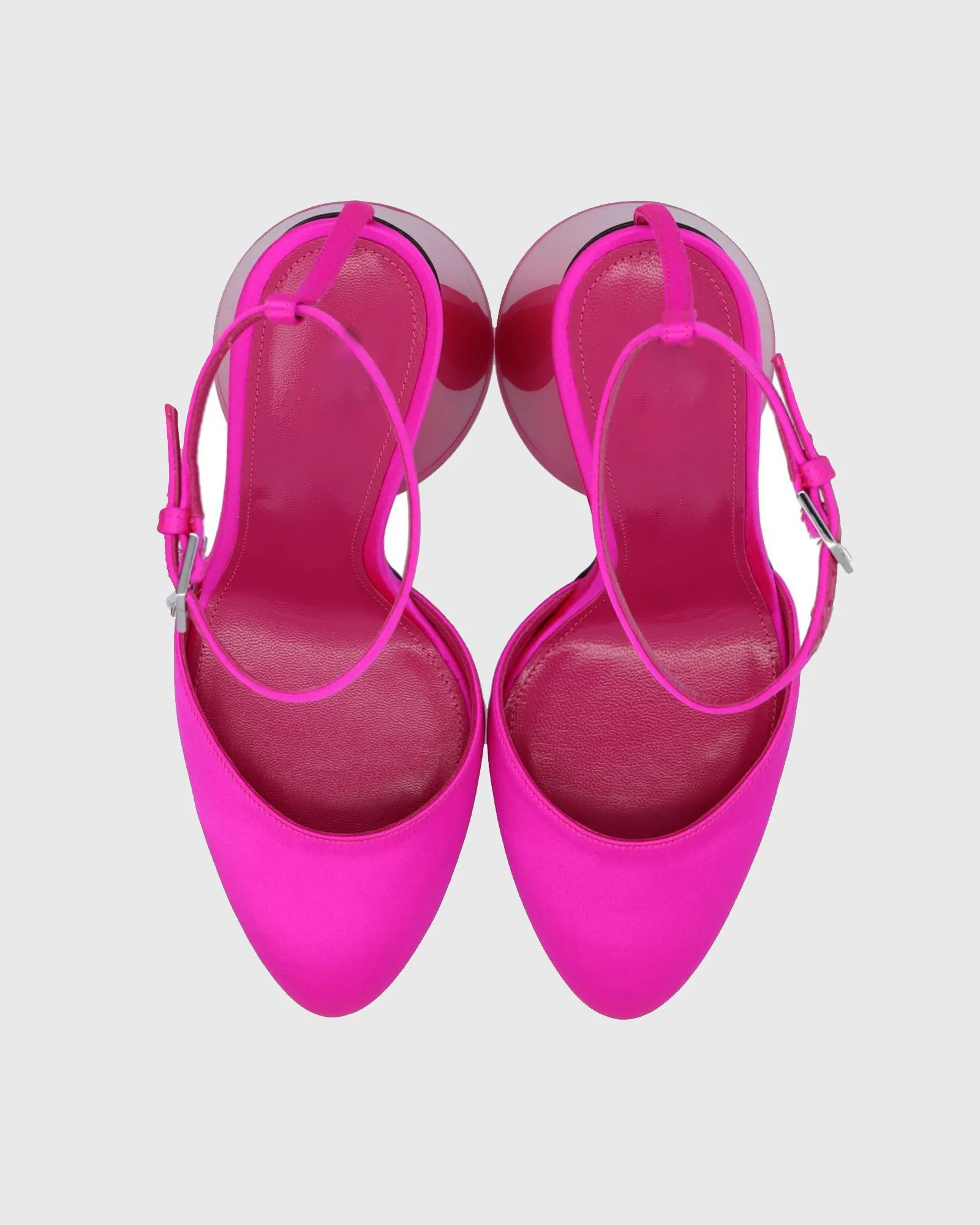 Daria Satin Ankle Strap Pumps In Hot Pink