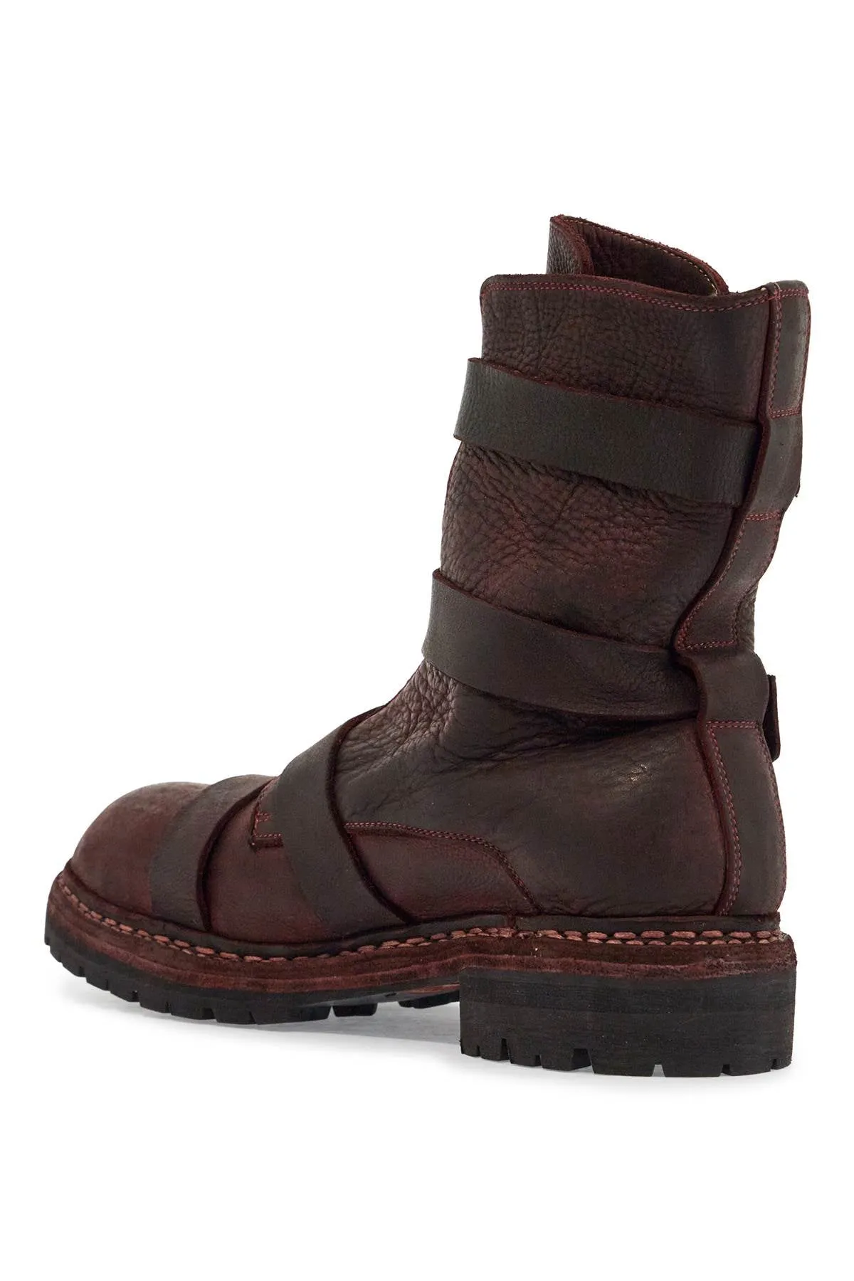 dark red horse leather boots with adjustable straps GR05CGV RED
