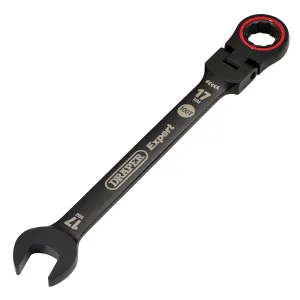 Draper Expert Hi-Torq® Metric Flexible Head Ratchet Combination Spanner, 17mm, Black - 8241FMM/BK