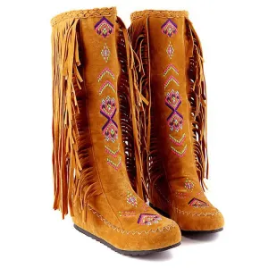 Fashion Increased Bohemia Style Embroidery Leisure Tassel Boots
