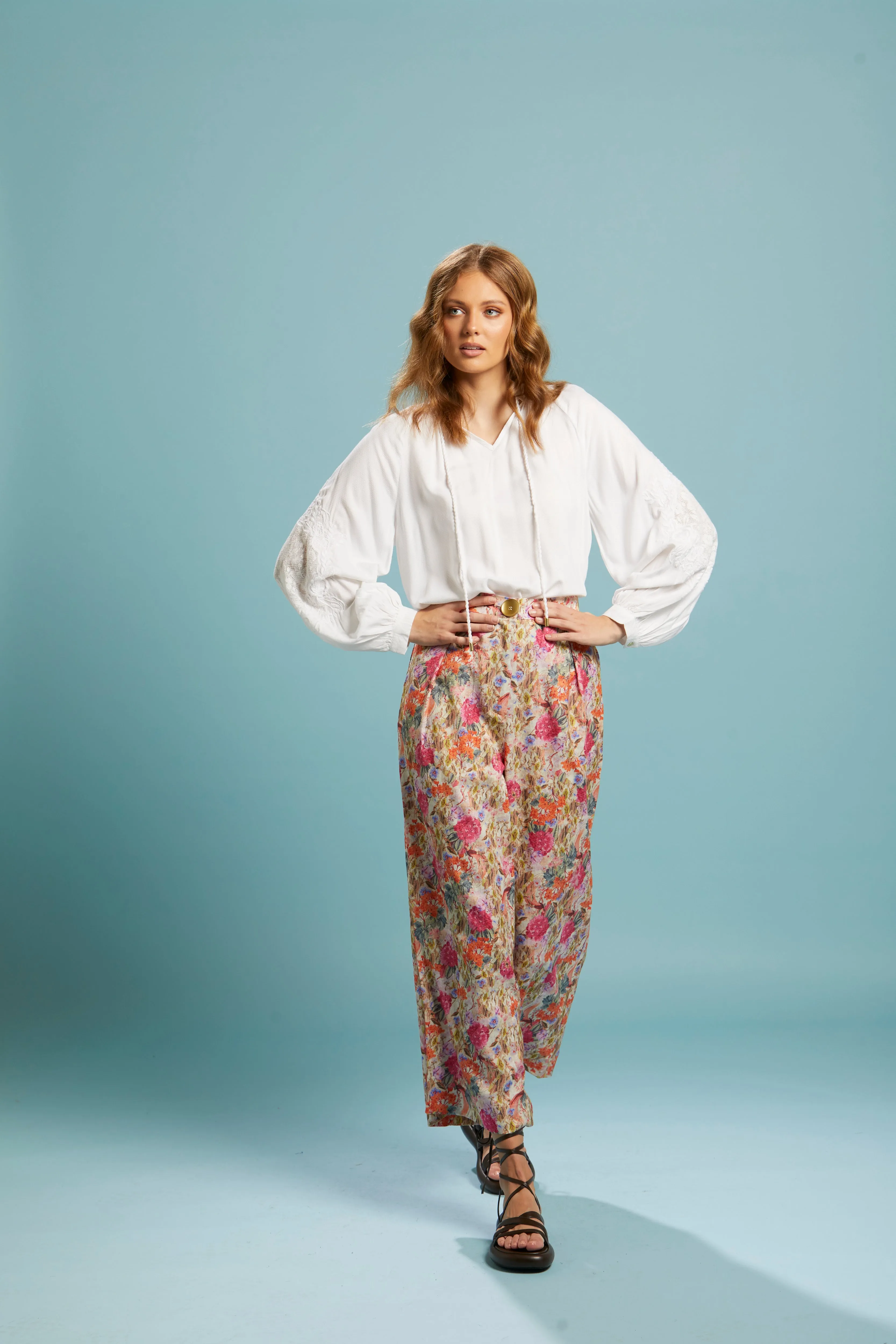 Fate Unholy Embroidered Sleeve Top White