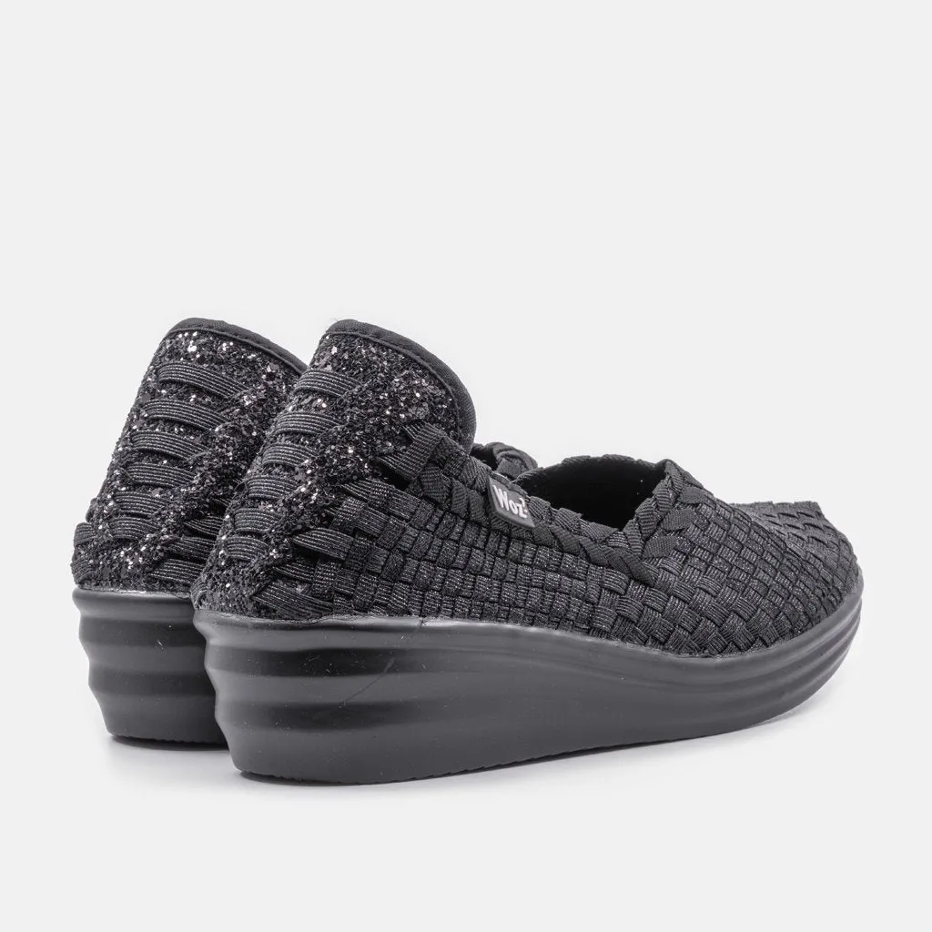 Genoa Metallic Black Wedge
