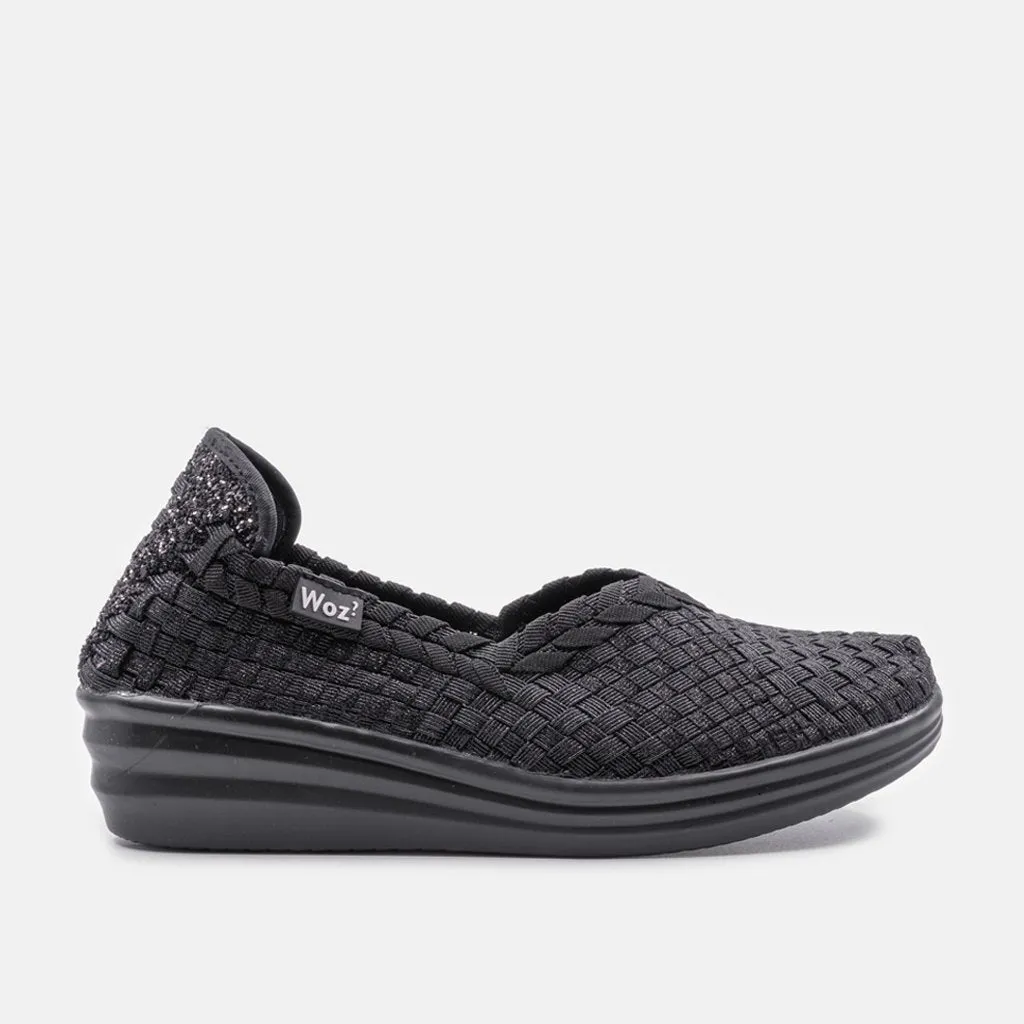 Genoa Metallic Black Wedge