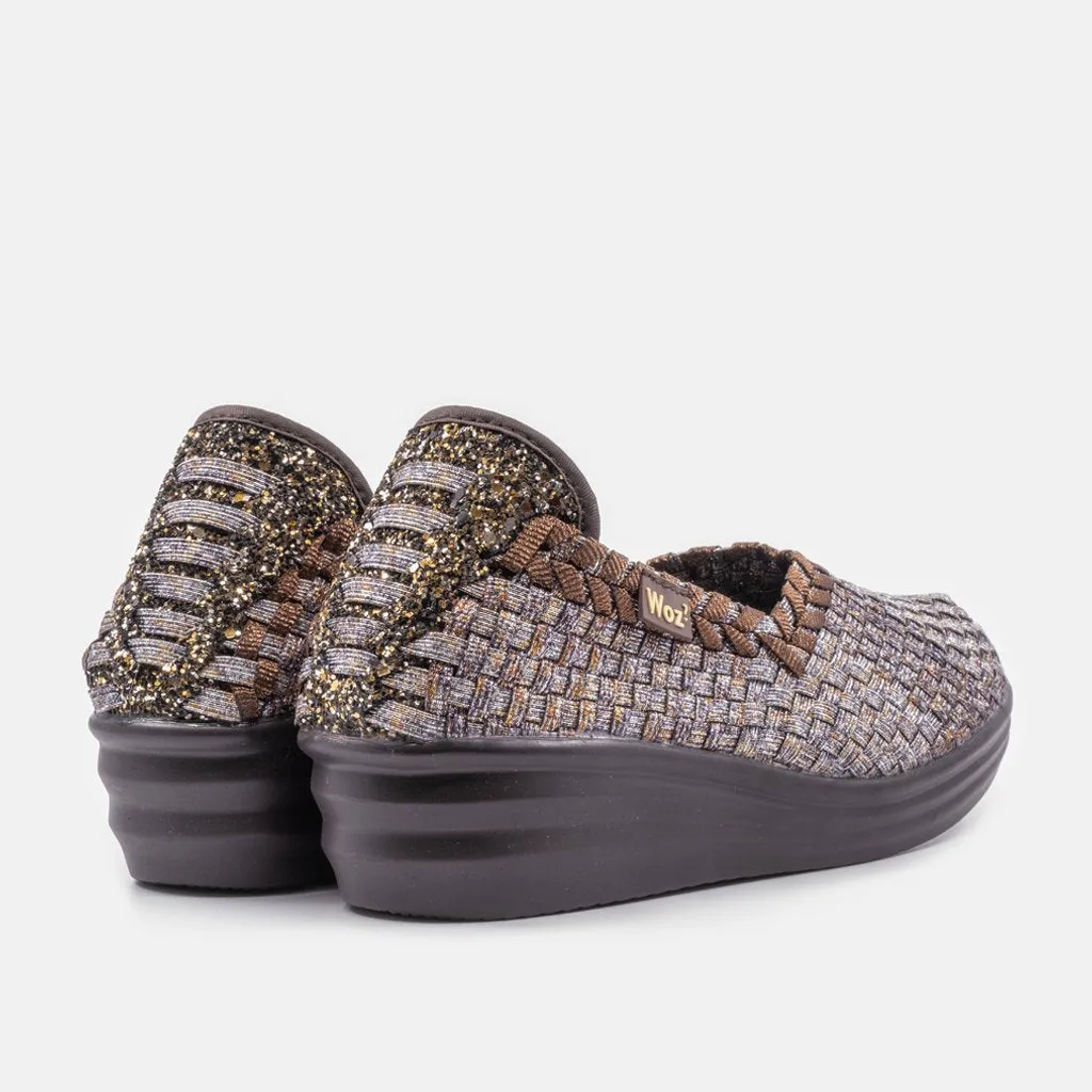 Genoa Silver with Metallic Nude Wedge