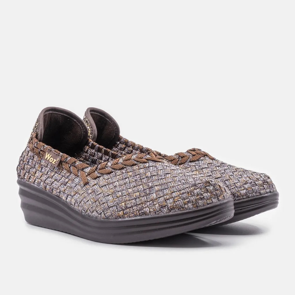 Genoa Silver with Metallic Nude Wedge