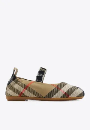 Girls Vintage Check Ballet Flats