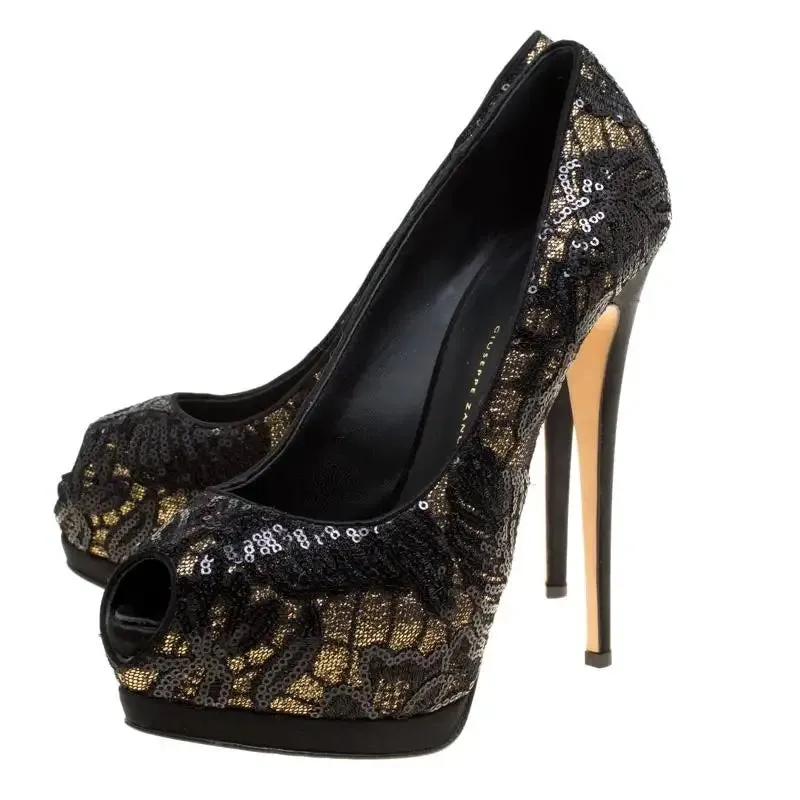 GIUSEPPE ZANOTTI SHARON PEEP TOE PLATFORM PUMPS