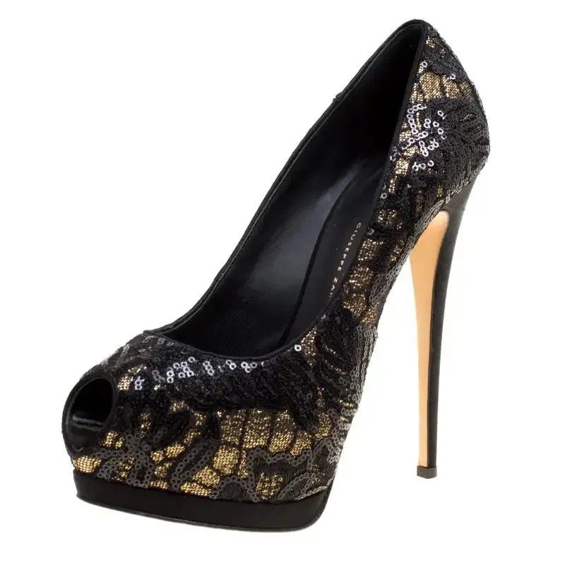 GIUSEPPE ZANOTTI SHARON PEEP TOE PLATFORM PUMPS