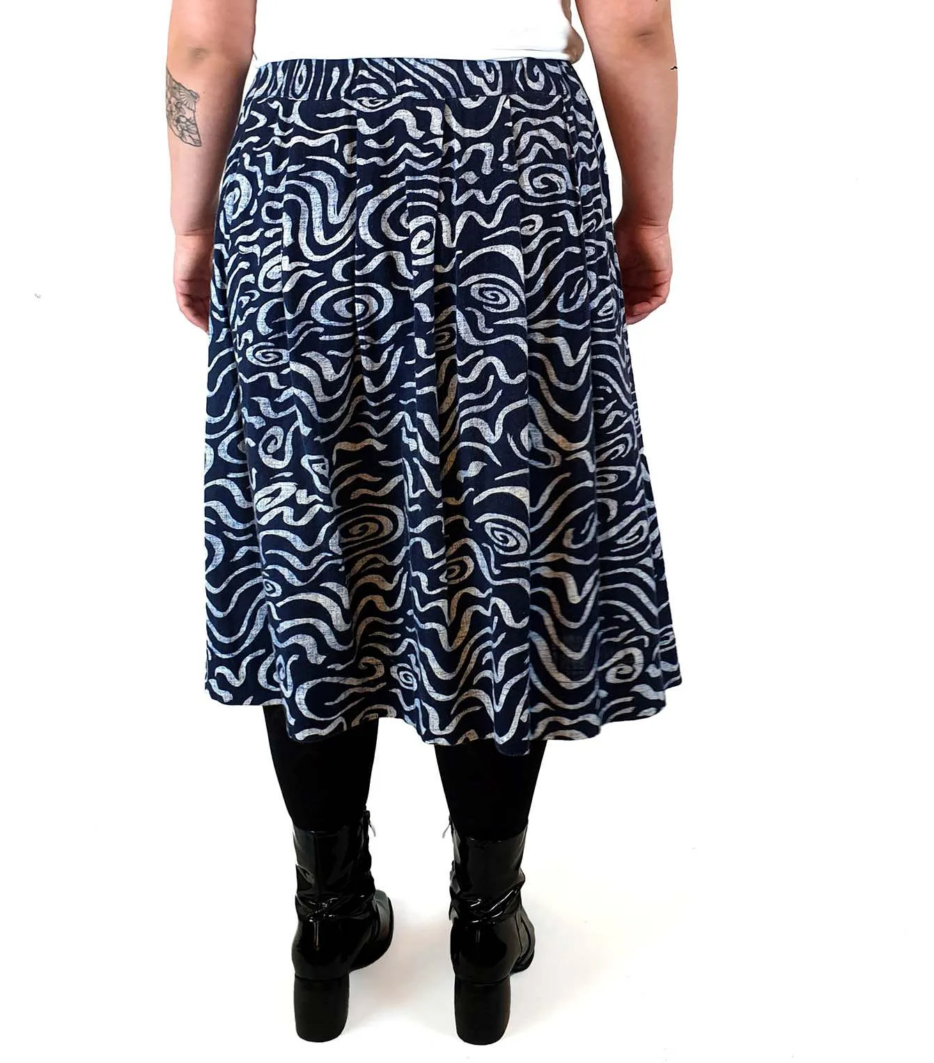 Gorman navy print cotton-linen mix skirt size 14