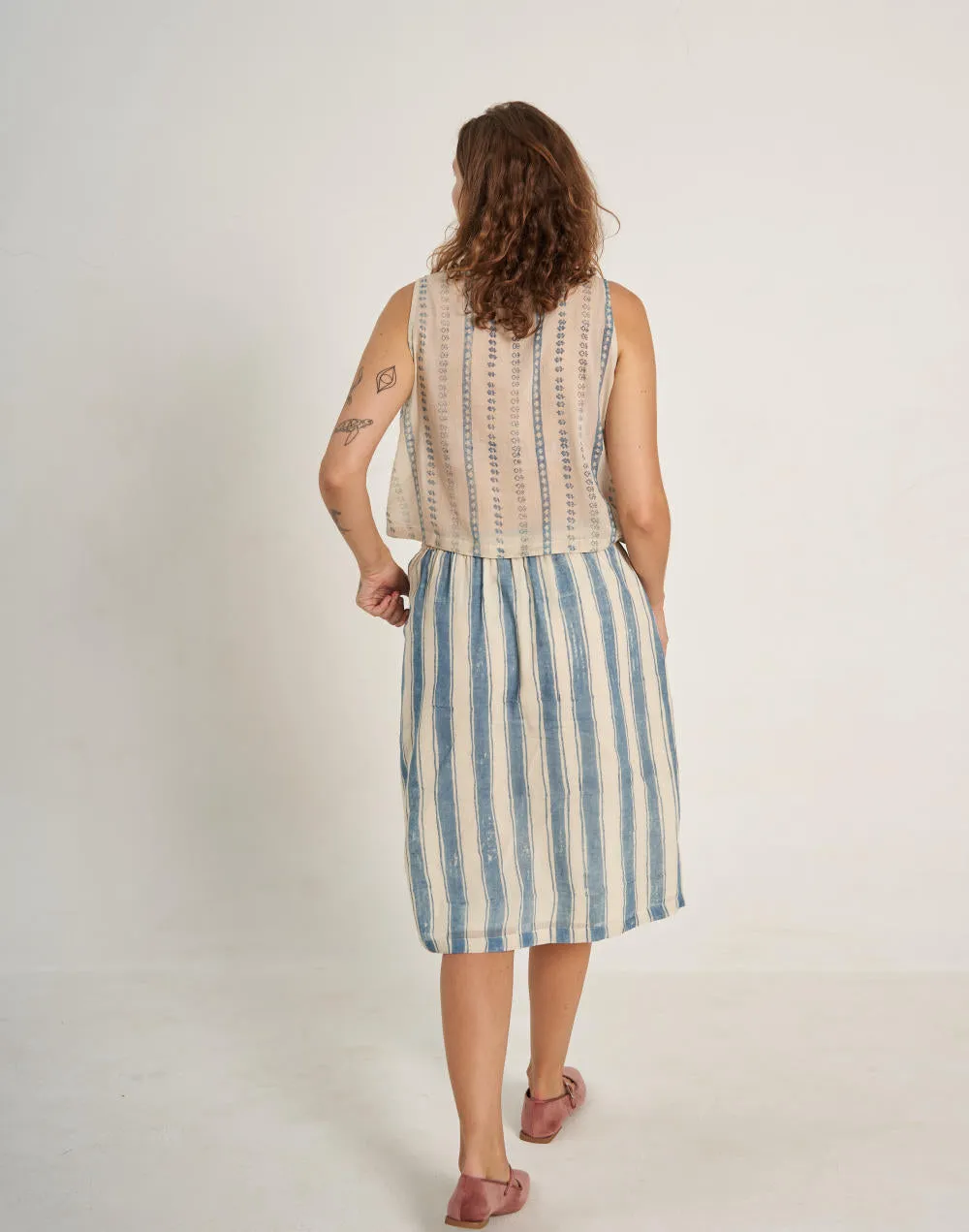 Indigo Bliss Stripe Skirt
