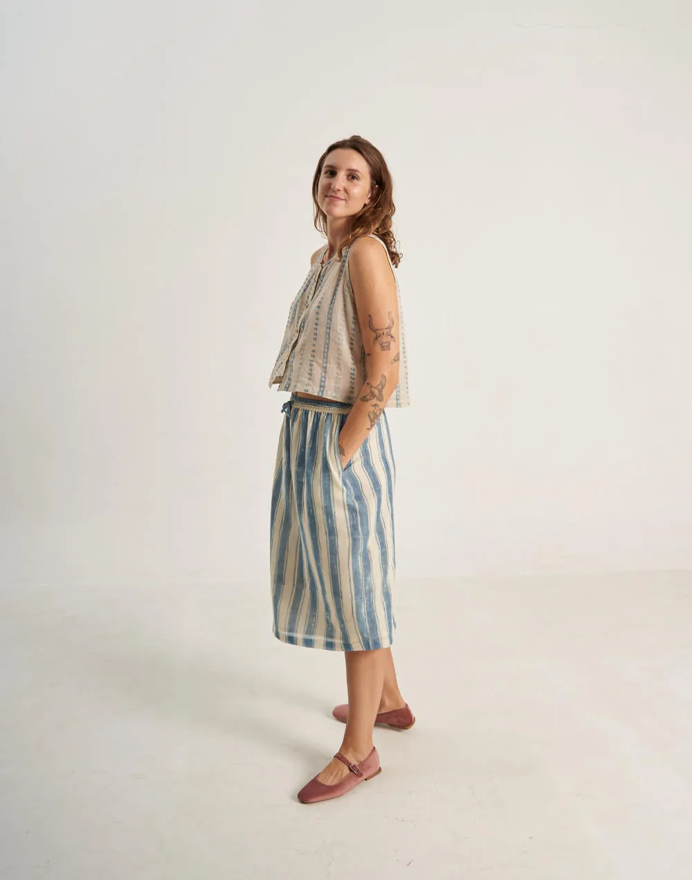 Indigo Bliss Stripe Skirt