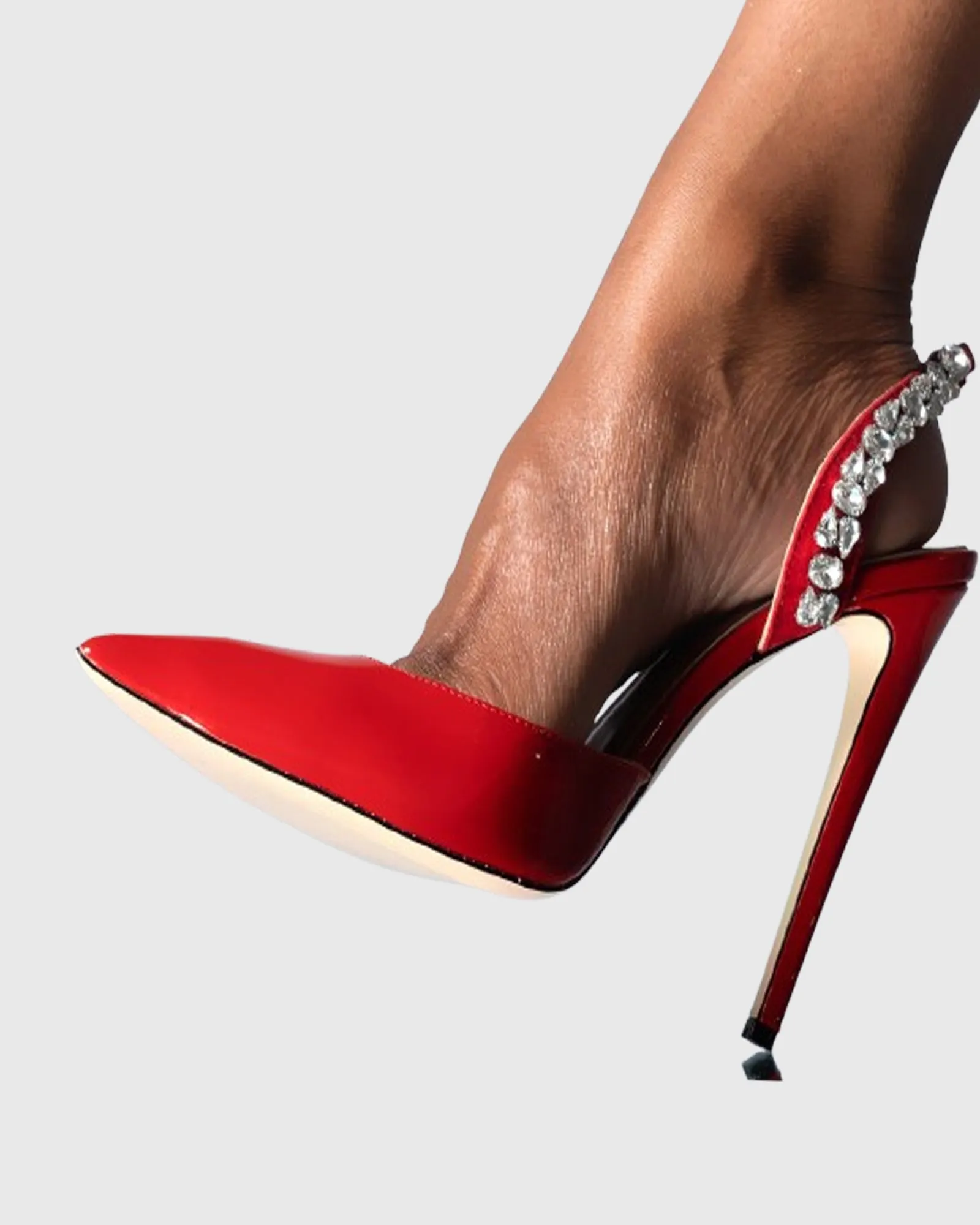 Irene Rhinestone Slingback Pumps In Red