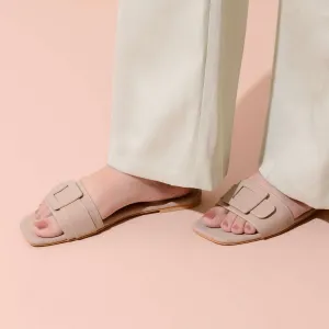 Ivory Buckled Flats