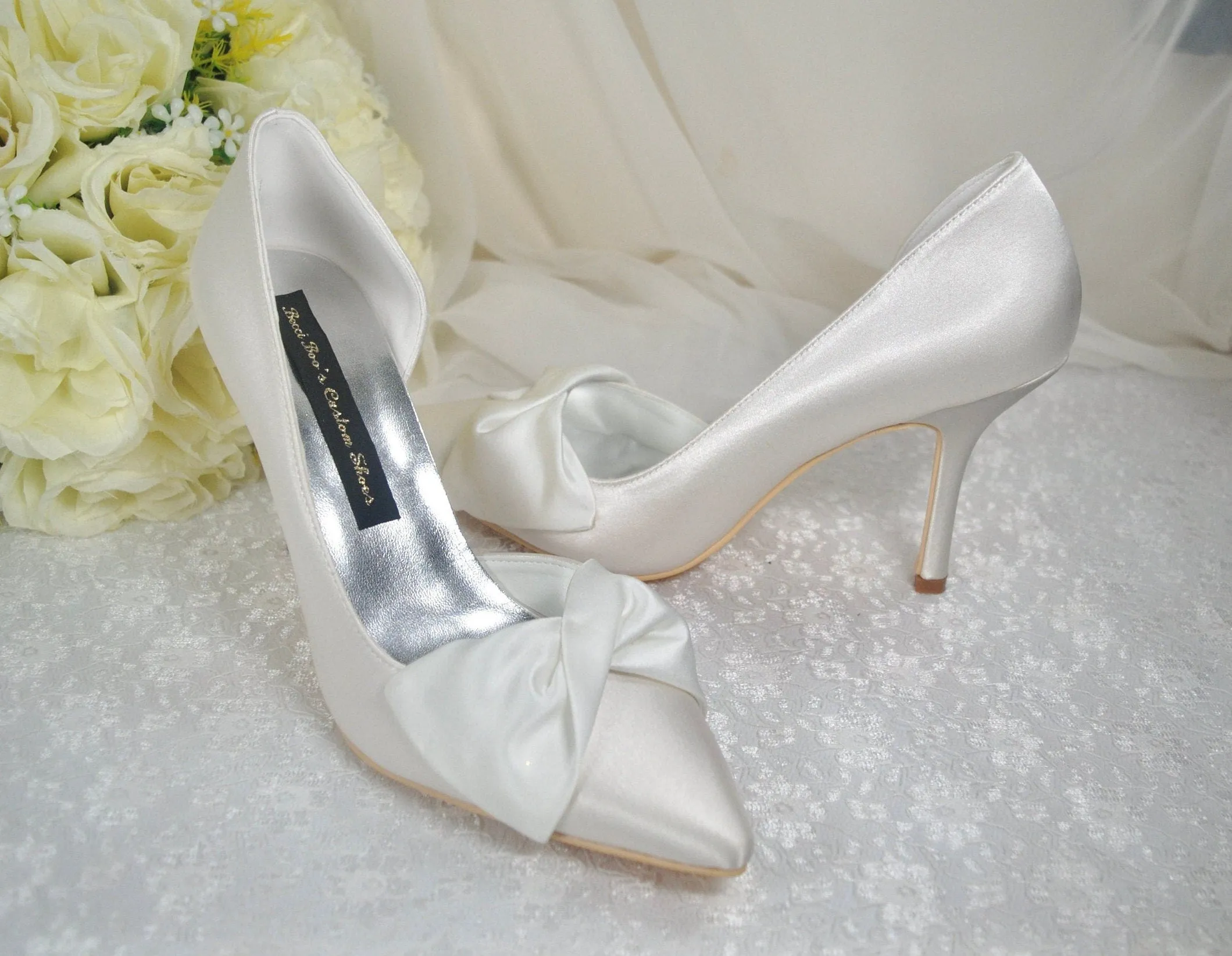 Ivory Satin Sash Fronted Bridal Shoe