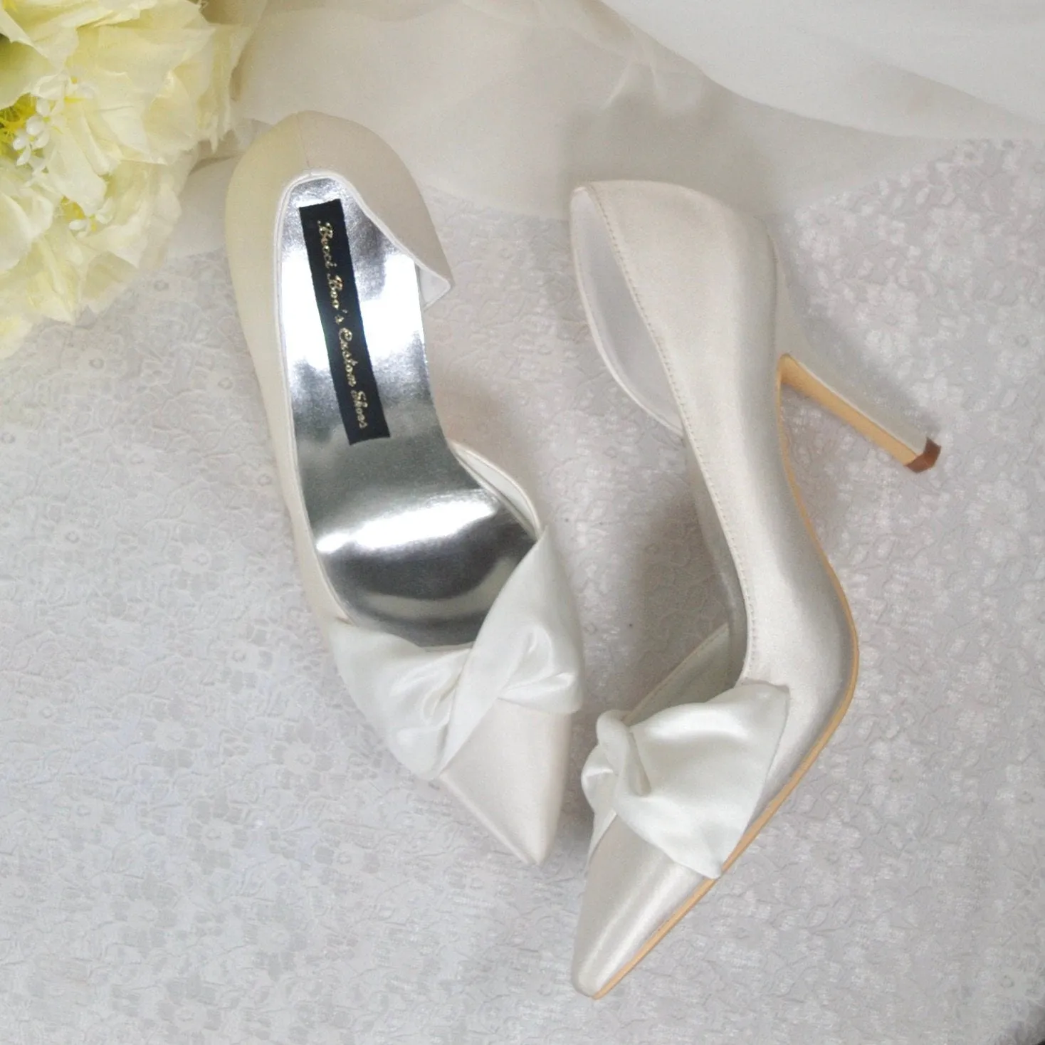 Ivory Satin Sash Fronted Bridal Shoe