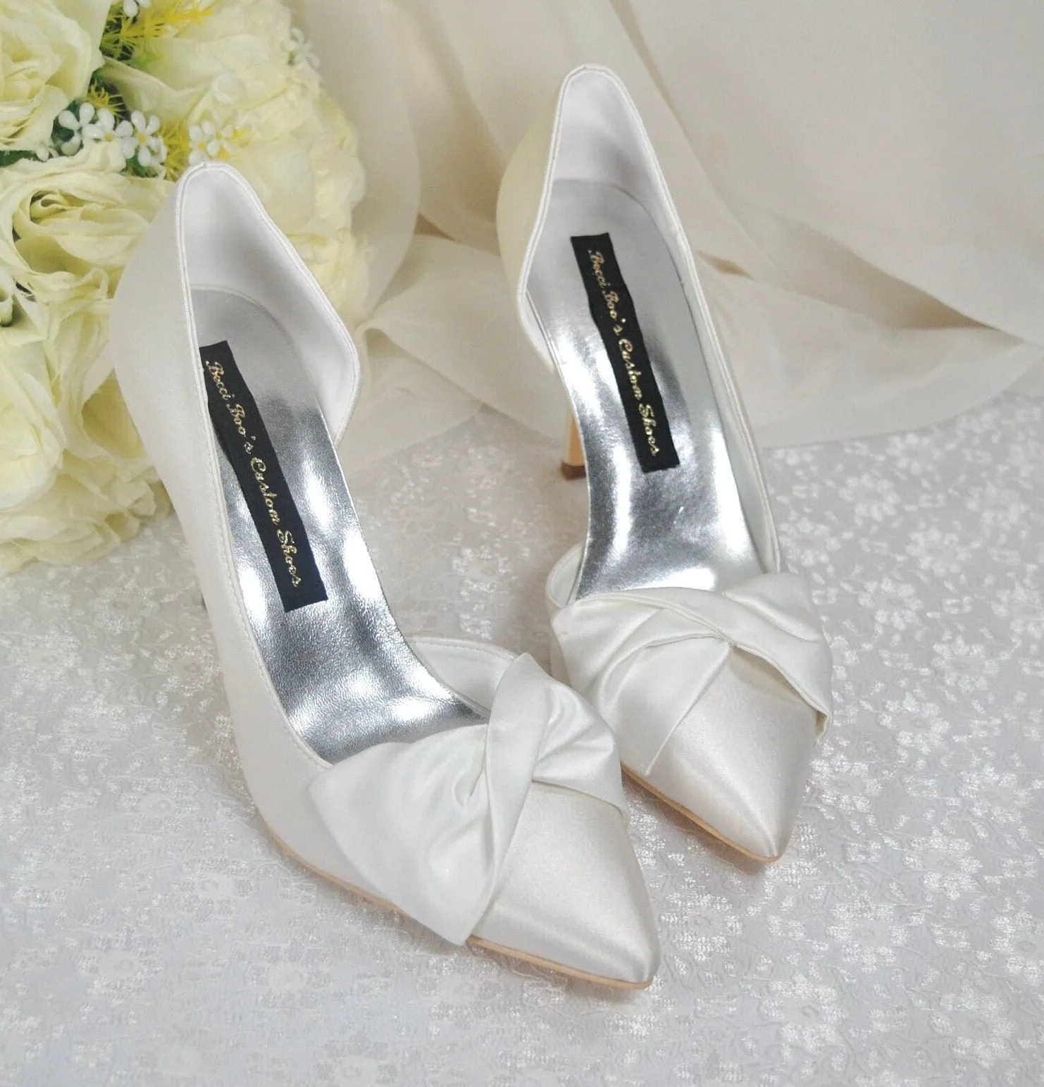 Ivory Satin Sash Fronted Bridal Shoe