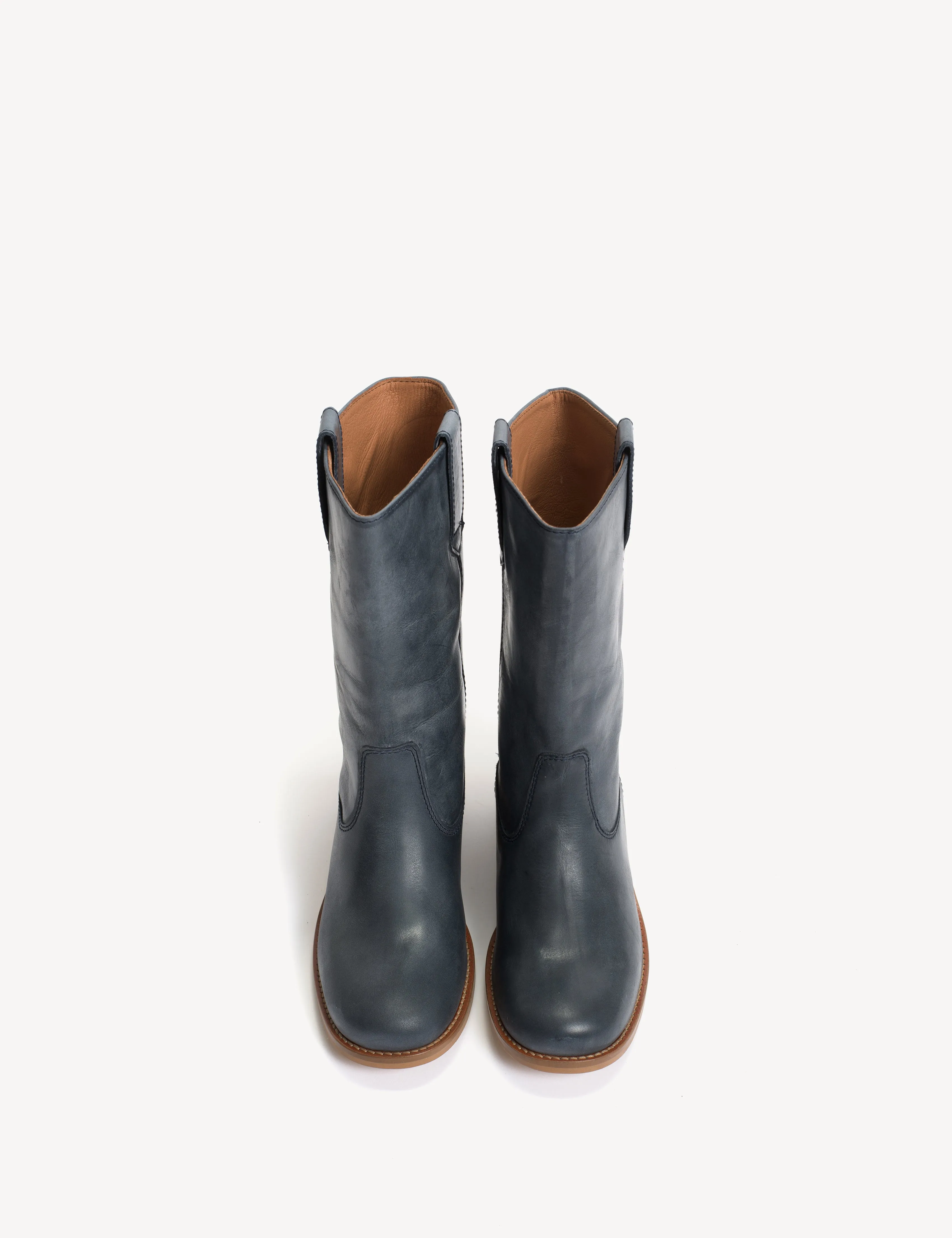 Julia Gaucho Boot In Indigo Blue Escovado Leather