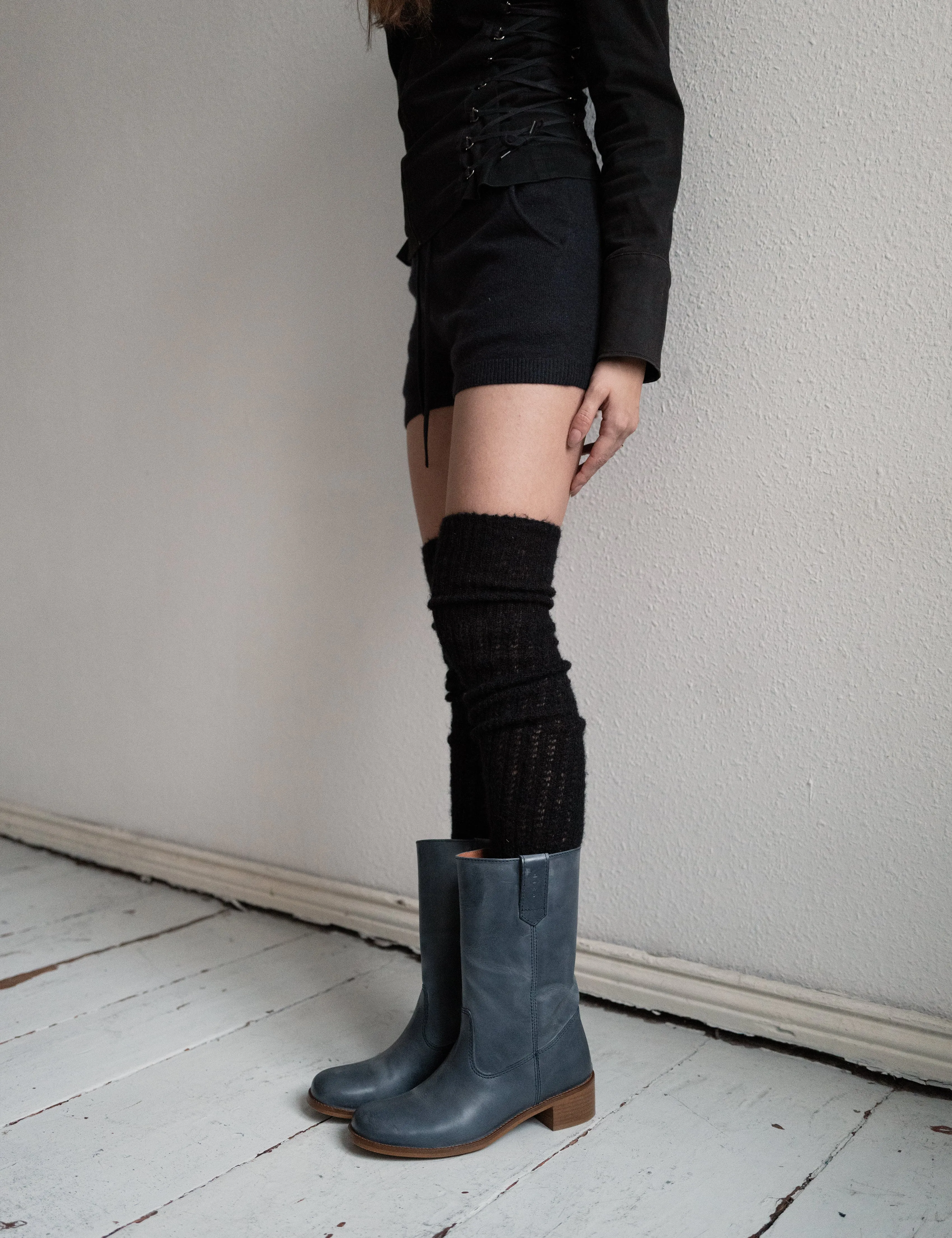 Julia Gaucho Boot In Indigo Blue Escovado Leather
