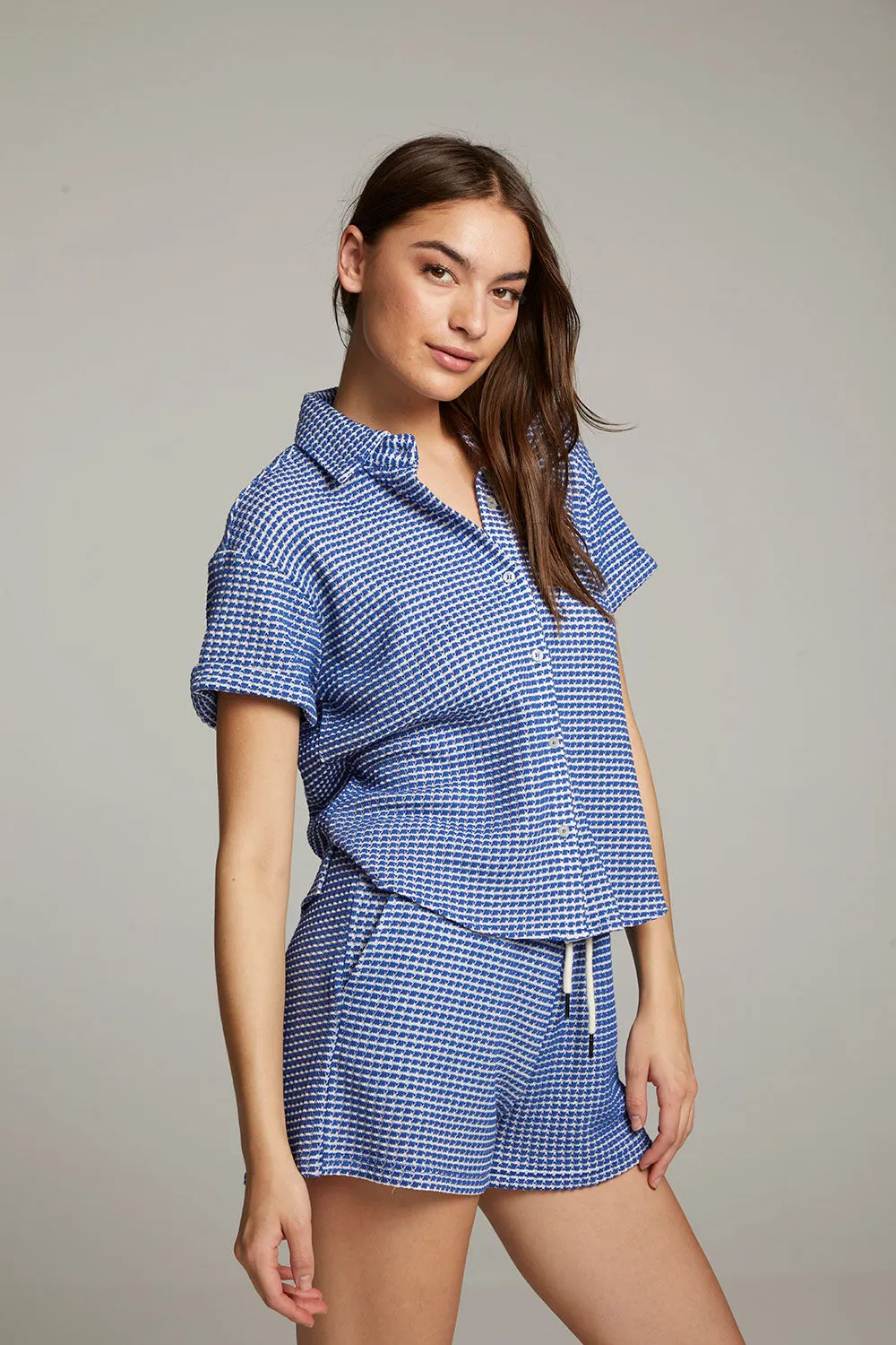 Key West Cobalt Blue Button Down Top