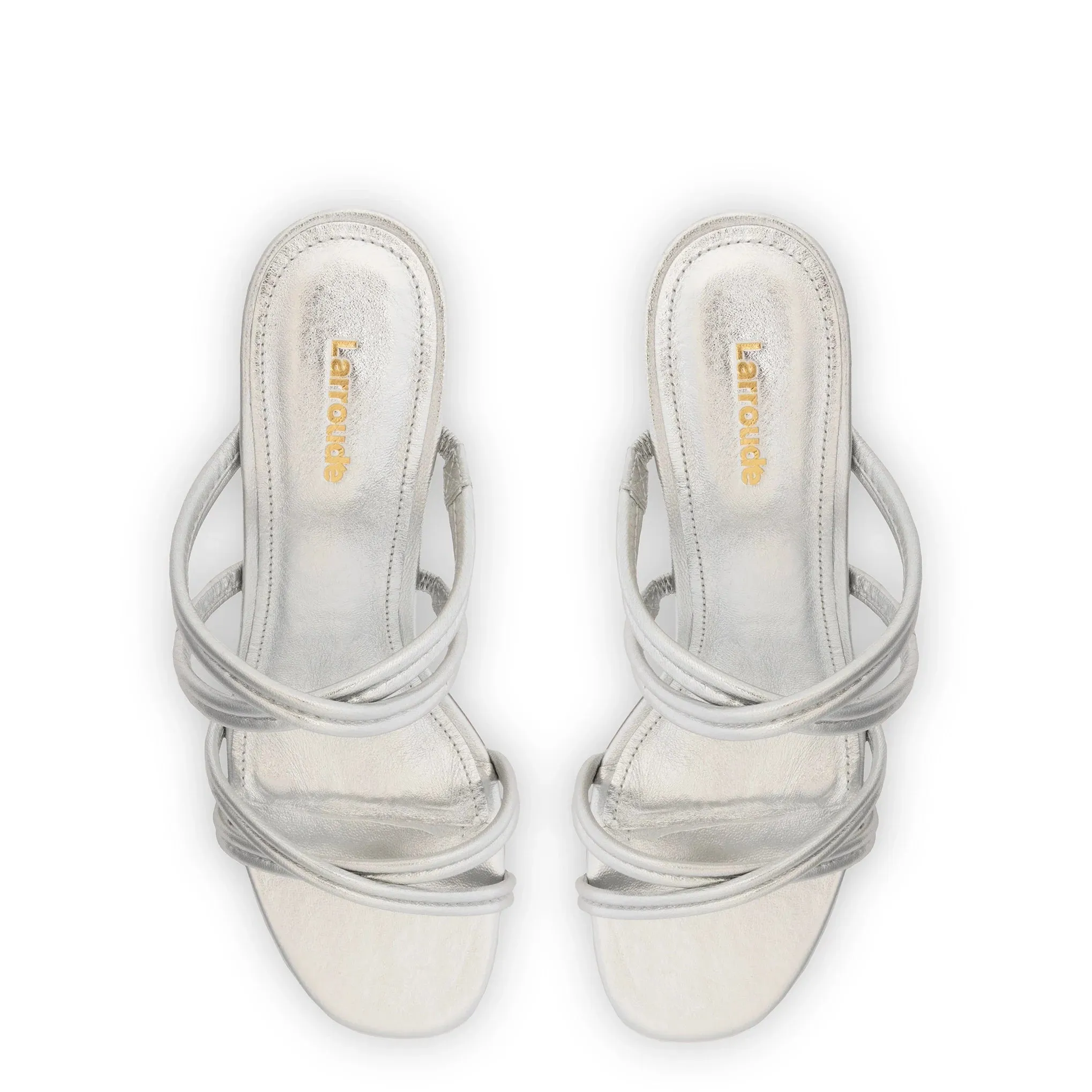 Larroude Annie Mule In Silver Specchio