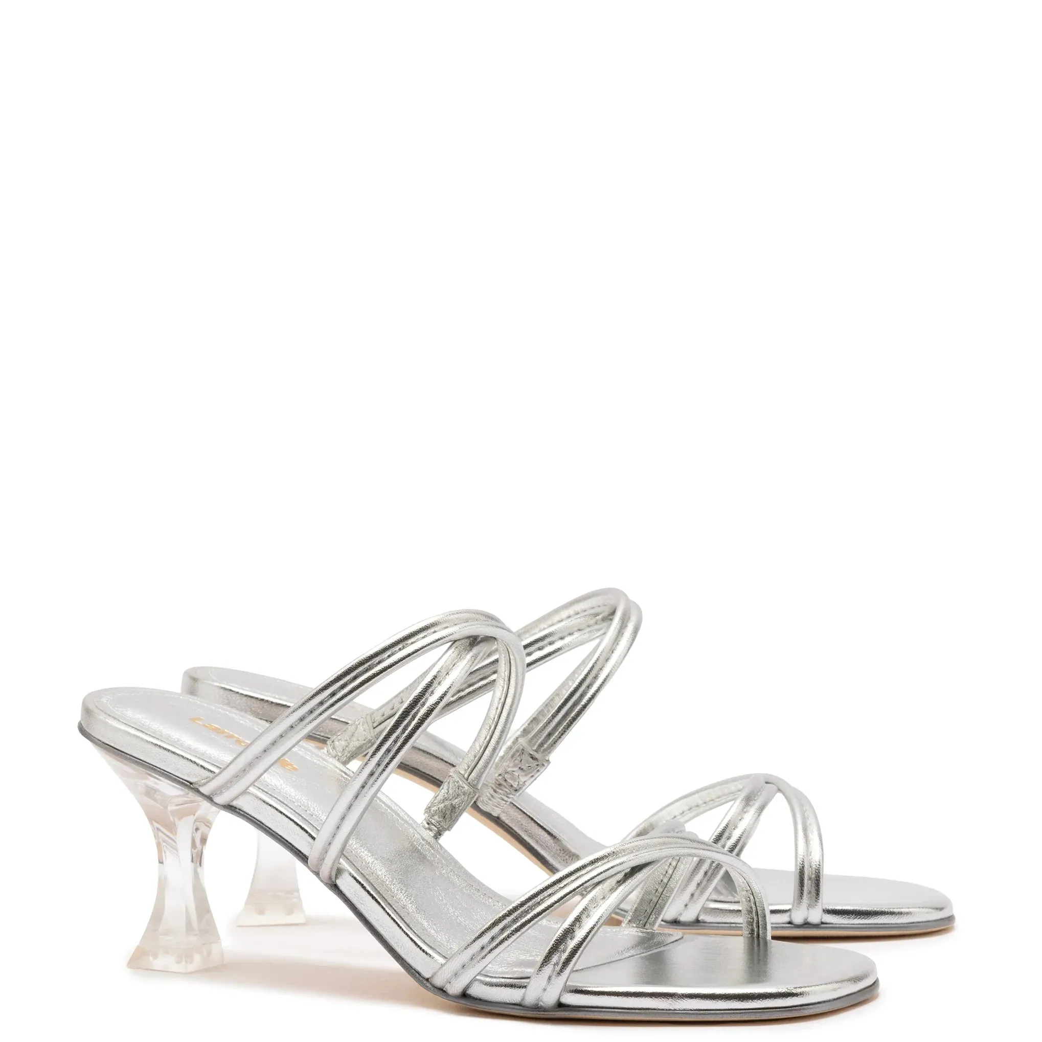 Larroude Annie Mule In Silver Specchio