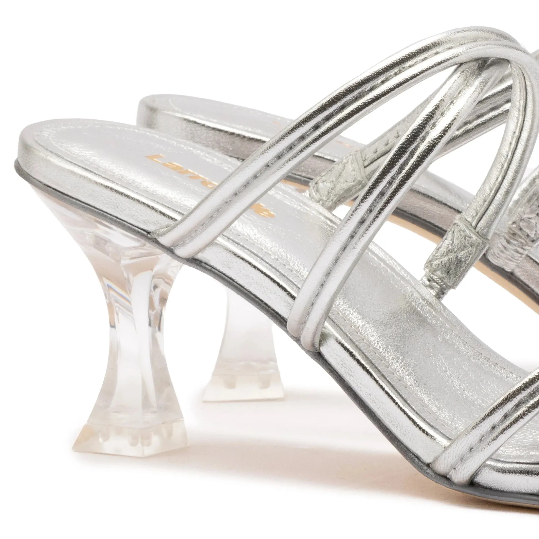 Larroude Annie Mule In Silver Specchio