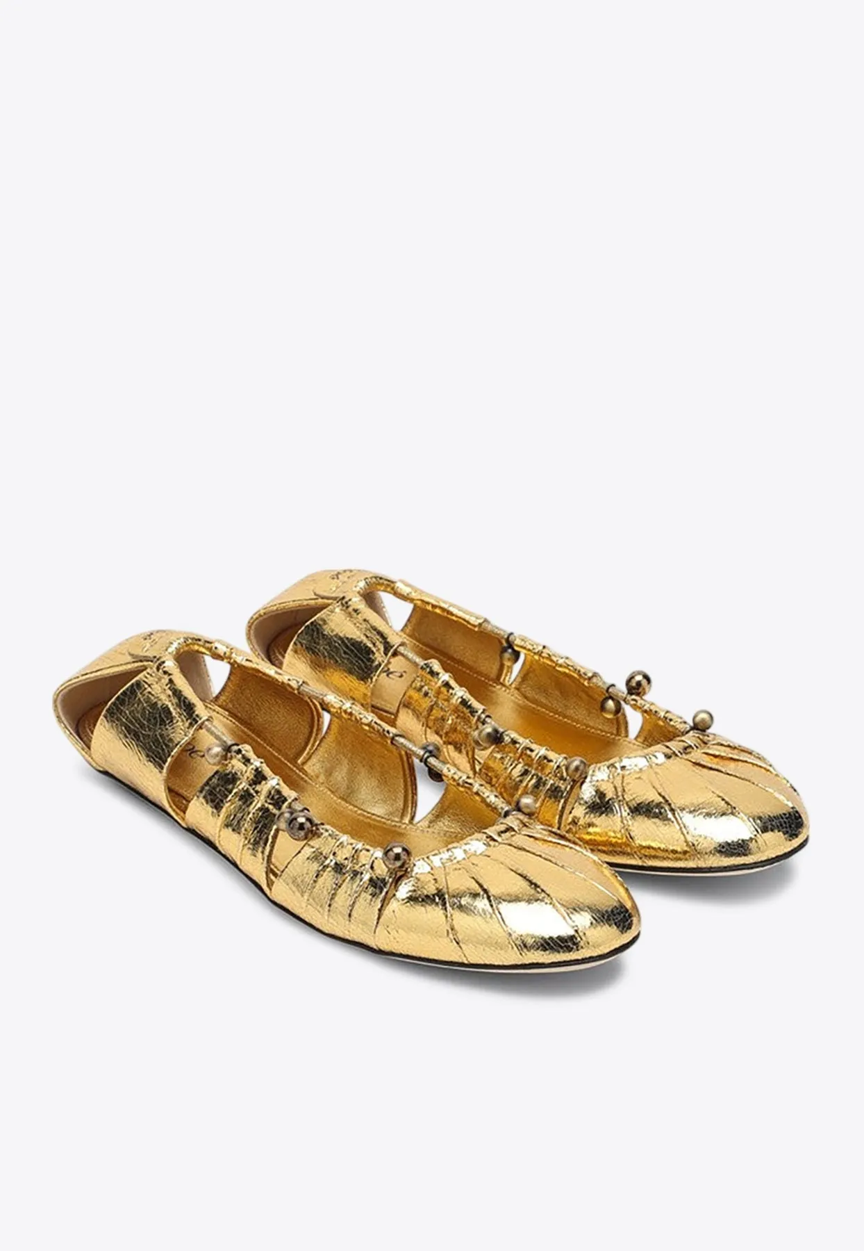 Luna Cut-Out Metallic Ballet Flats