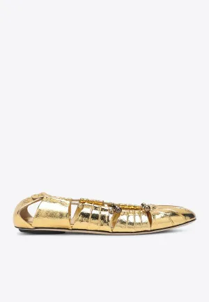 Luna Cut-Out Metallic Ballet Flats